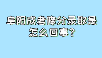 阜阳成考降分录取是怎么回事